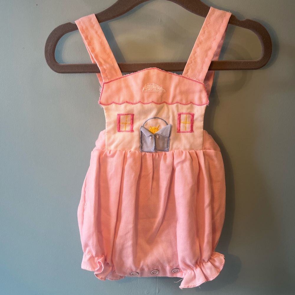 Vintage Mini Togs Pink Peekaboo Kitty Shortalls